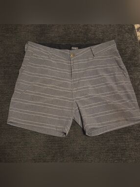 TRUNKS Men's Gray Horizontal Stripe Flat Front Multifunctional Shorts. Size 36